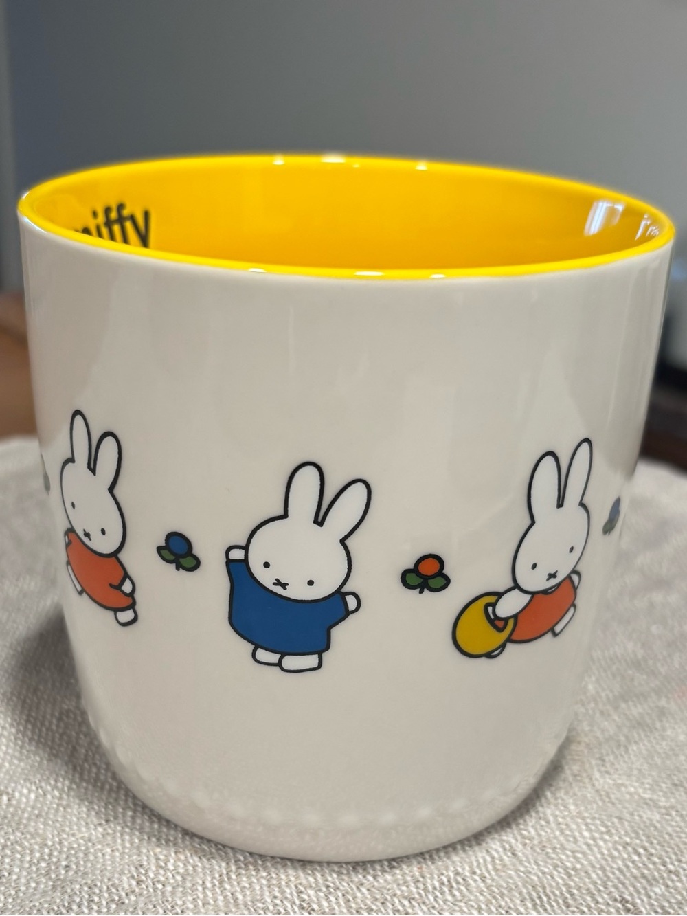 miffy White Ceramic Mug with Yellow Interior and Colorful Characters - Picture 3 of 5